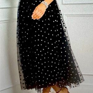 Talbotsglitter dot mesh skirt. See details in photos.